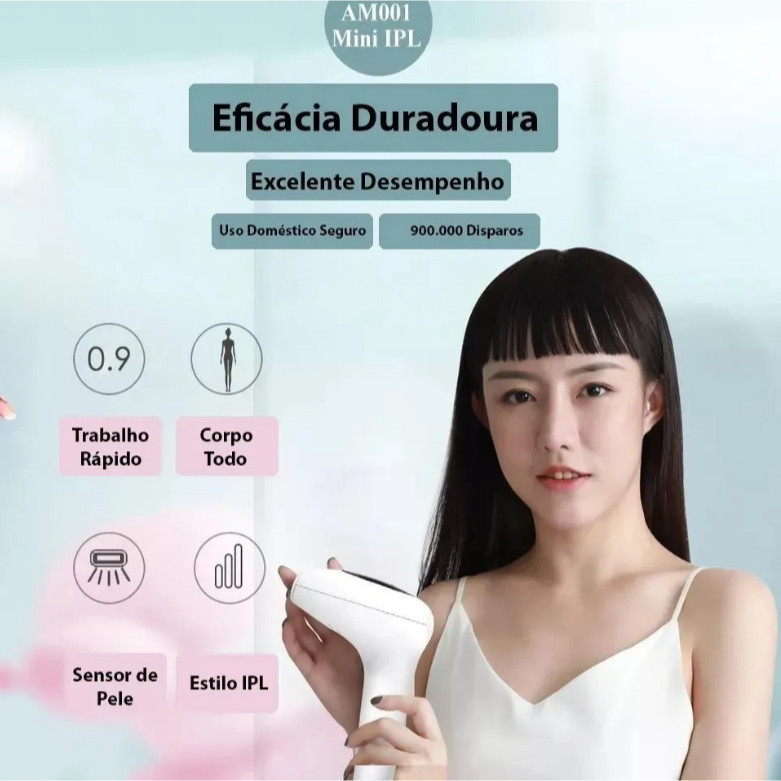 Depilador A Laser 900 Mil Pulsos Portátil Elimina Pelos Indolor Seguro e Eficaz