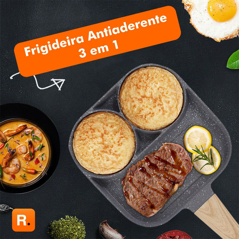 Frigideira Antiaderente Multiuso 3 em 1 com Cabo Removível – Cozinha Saudável e Prática