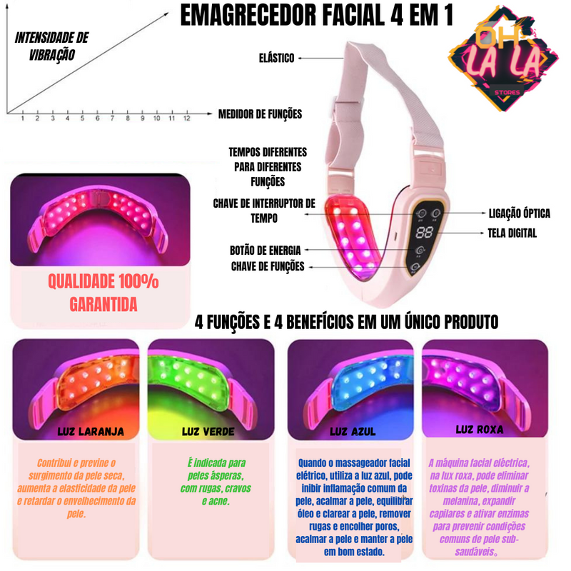 Emagrecedor facial V-Face 4 em 1