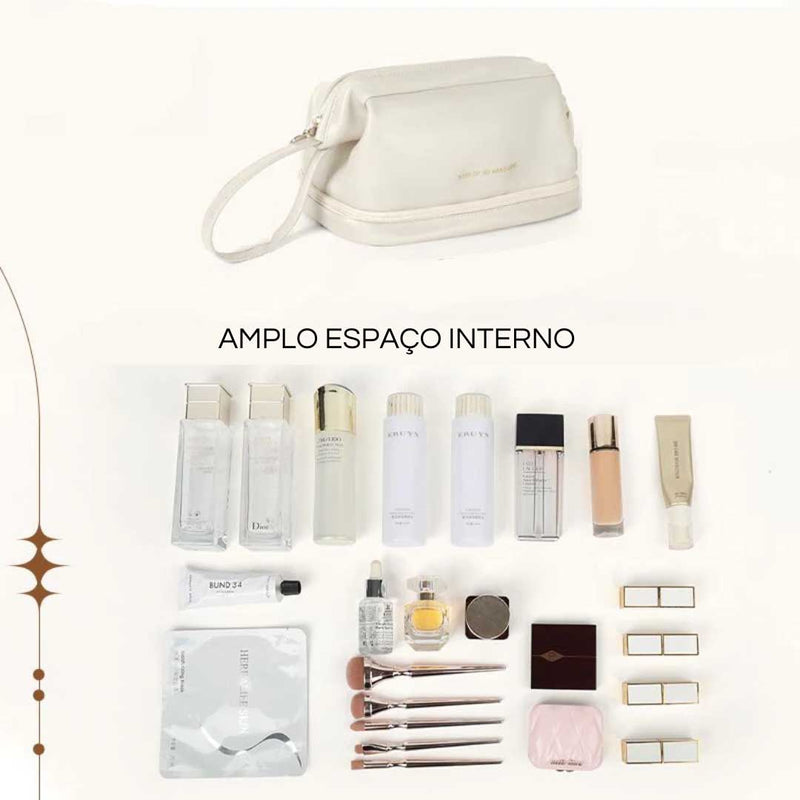 Necessaire Organizadora Feminina Linda Mulher - Ideal para Maquiagens e Itens Pessoais - Design Dobrável com 6 Compartimentos e Proteção Térmica